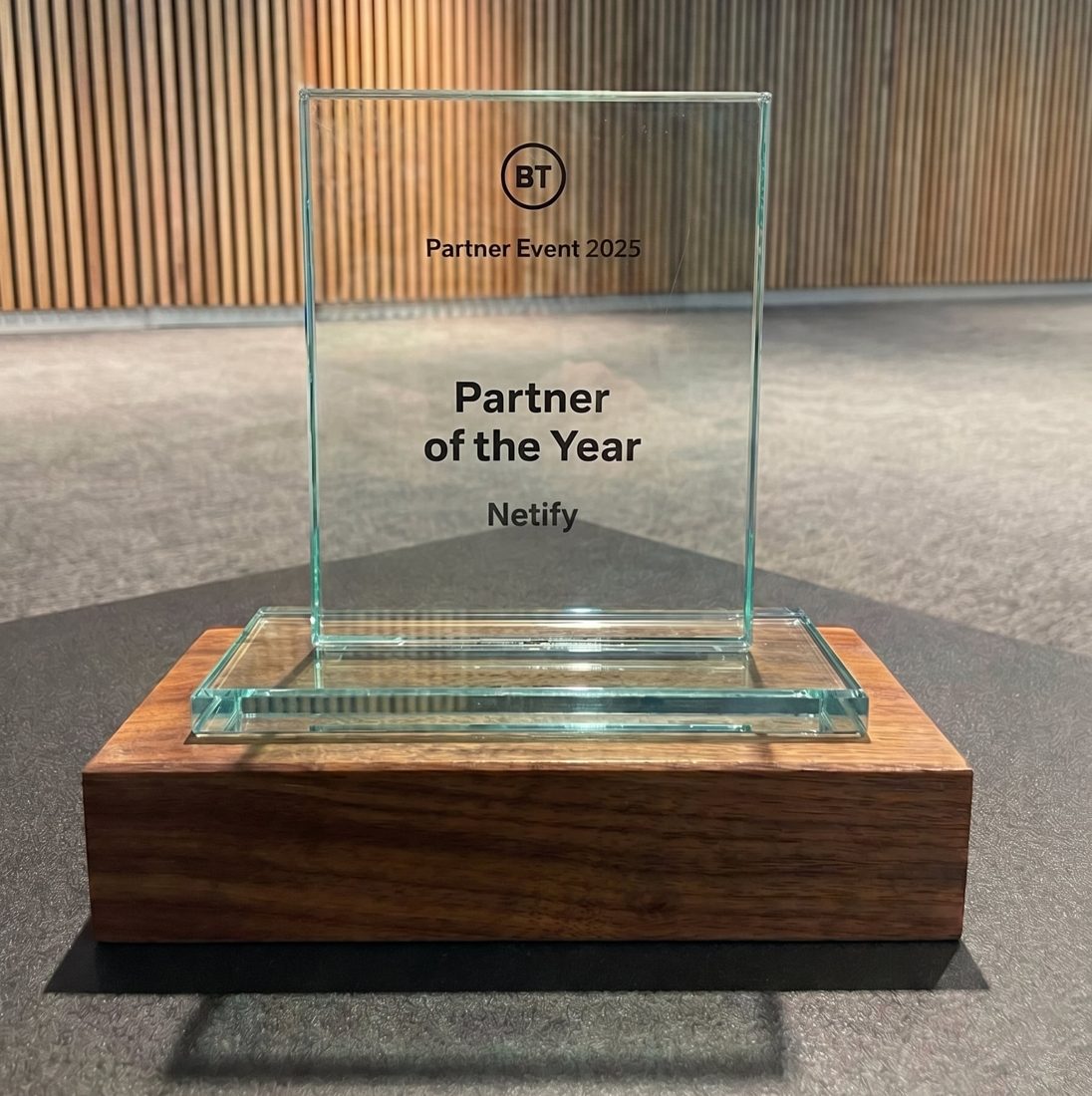 BT Partner Event 2025 — Partner of the Year award presented to Netify for BT Cloud Voice